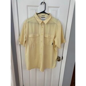Columbia Button Up Shirt Mens Large Yellow Short Sleeve Regular Fit XM2816